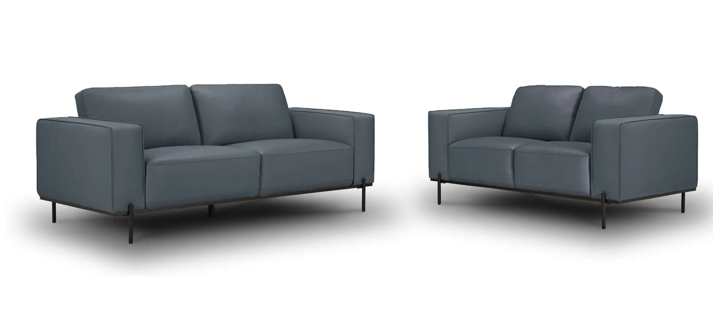 Addison - Leather Lounge - 2.5 seater and 2 seater set - Colour : Blue