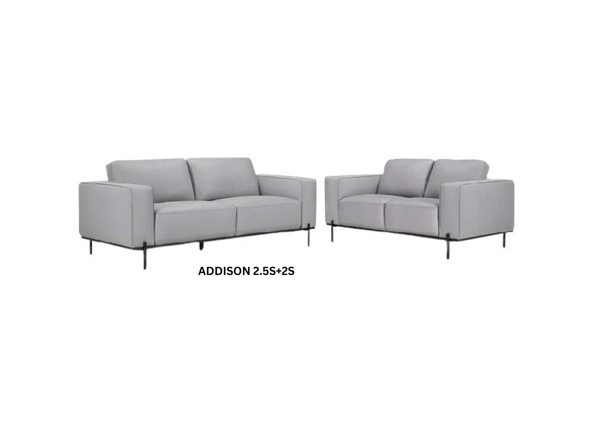 Addison - Leather Lounge - 2.5 seater and 2 seater set - Colour : Pewter