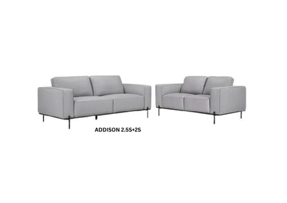 Addison - Leather Lounge - 2.5 seater and 2 seater set - Colour : Pewter