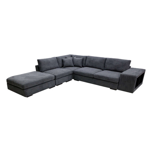 Burleigh - Upholster Modular Lounge reversible chaise with ottoman- 3 seater - Colour : Pompei