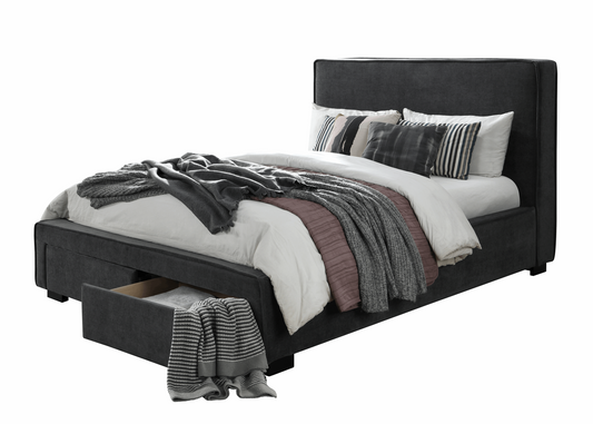 Trieste - Bed - King size with two drawers - Colour: Licorice