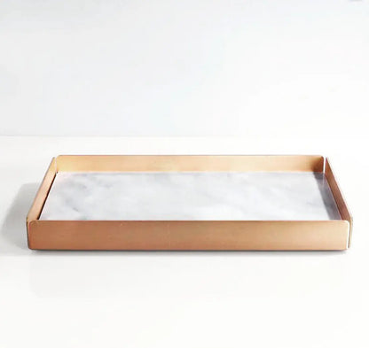 Marble tray with gold metal frame - Marble tray with gold