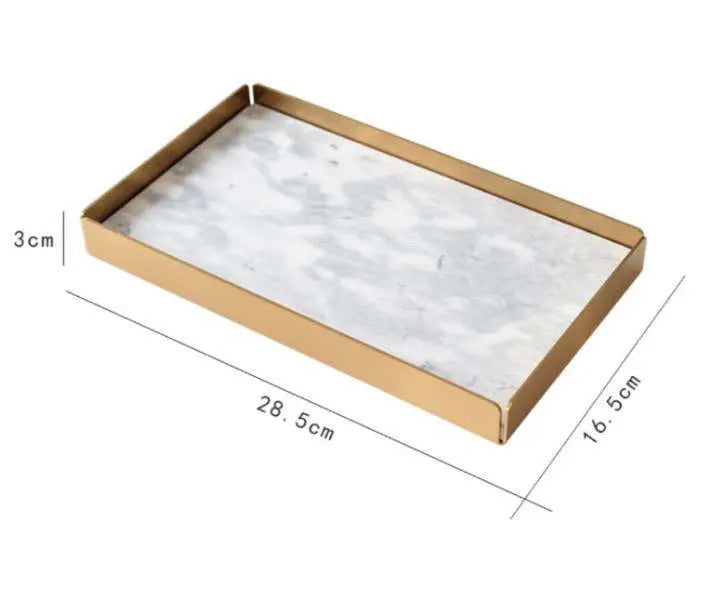 Marble tray with gold metal frame - Marble tray with gold